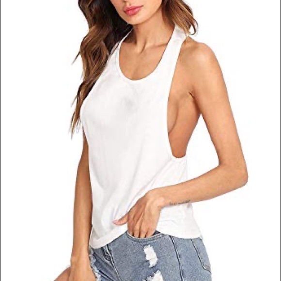 ONE TEASPOON white oversized slouchy racerback tank top 10